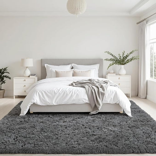5x8 Area Rugs for Living Room: Soft Fluffy Shag Grey Rugs for Bedroom, Non Slip - Image 2