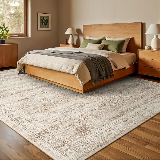 Lofus 9x12 Area Rug for Living Room, Soft Neutral Carpets for Bedroom Dining - Image 2