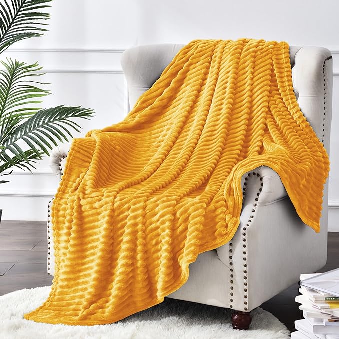 BEDELITE Fleece Blanket Twin Size – 3D Ribbed Jacquard Soft and Warm Decorative - Image 8
