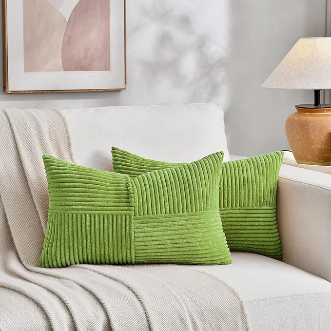 Fancy Homi Set of 2 Lime Green Lumbar Decorative Throw Pillow Covers 14x22 Inch - Image 5