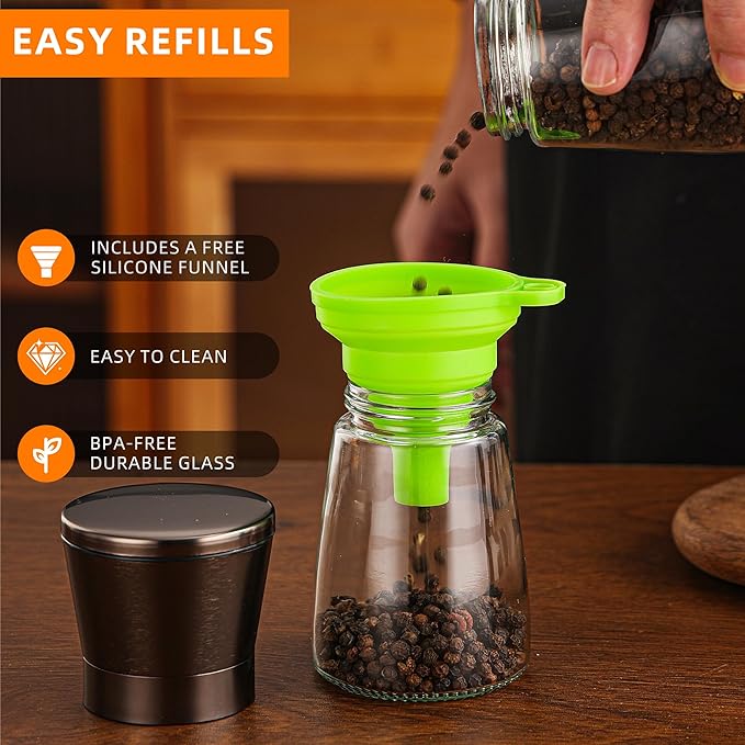 DAVIMADE Metal Bronze Salt and Pepper Grinder Set of 2，Manual Refillable - Image 3