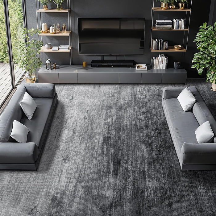 8x10 Washable Area Rug, Gray Solid Area Rugs for Living Room & Bedroom