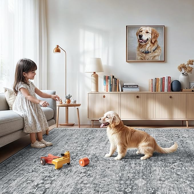 Lofus 6x9 Area Rug for Living Room, Soft Neutral Carpets for Bedroom Dining - Image 5