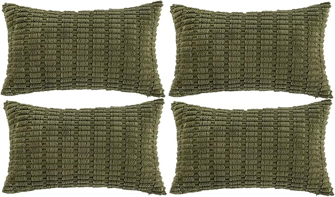 Fancy Homi 4 Packs Boho Moss Green Decorative Throw Pillow Covers 12x24 Inch by Fancy+Homi