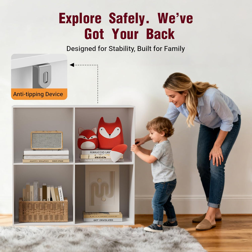 Book Shelf, Wooden Cube Storage Organizer with 11" Open Cubes, Stackable...