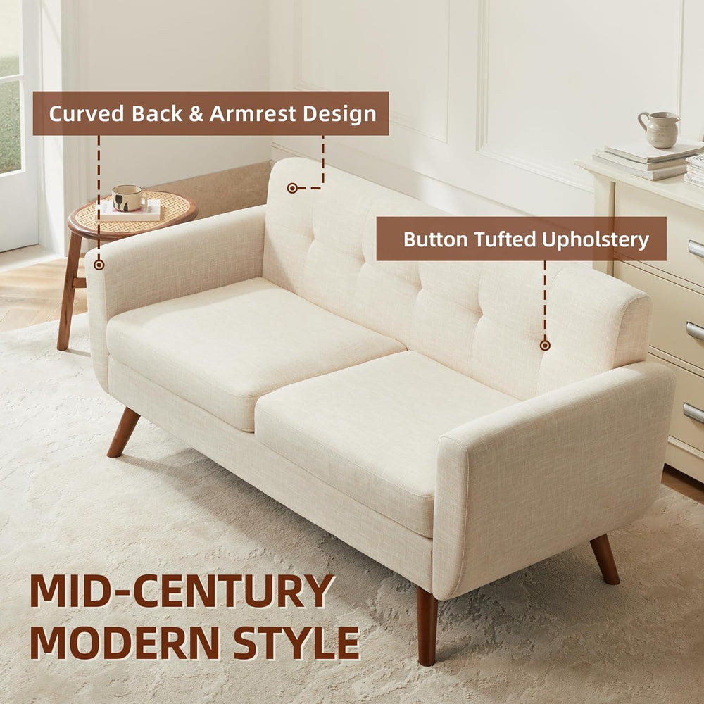 Tbfit 65" W Loveseat Sofa, Mid Century Modern Decor Love Seat Couches fo...