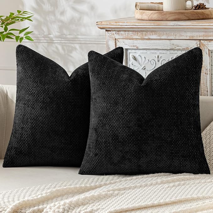 MIULEE Pack of 2 Couch Throw Pillow Covers 18x18 Inch Black Modern Boho Accent by MIULEE