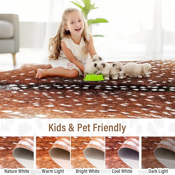AROGAN Premium Deer Print Rug 4.6x5.2 Feet, Machine Washable Faux Fur Rug - Image 9