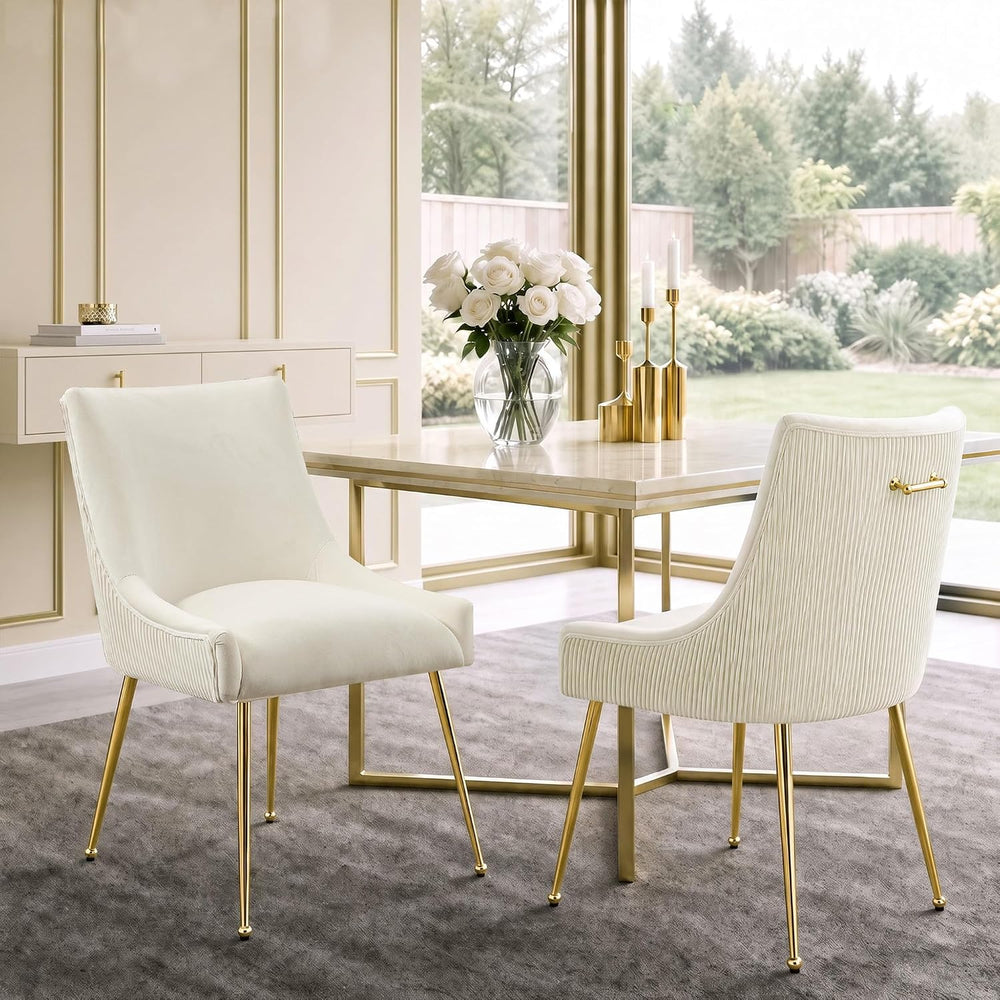 WUTUTUEE Velvet Dining Chairs Set of 2 Gold Legs,Upholstered Velvet Accent Ch...