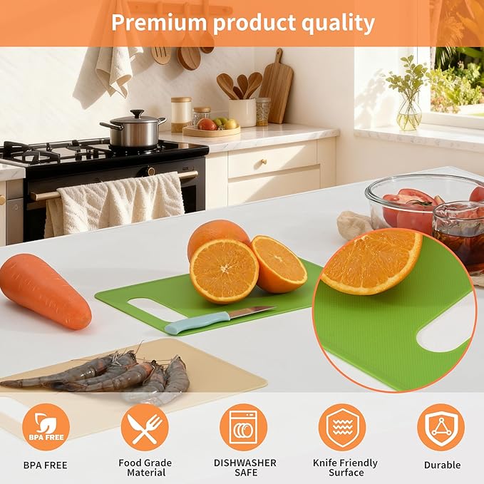 Luckyiren Kitchen Cutting Board Set of 6, Plastic Cutting Boards - Image 4