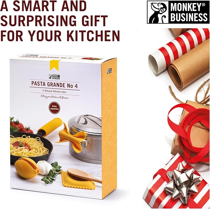 Monkey Business Silicone Kitchen Tools in Gift Box/ 4 Big Pasta shaped kitchen