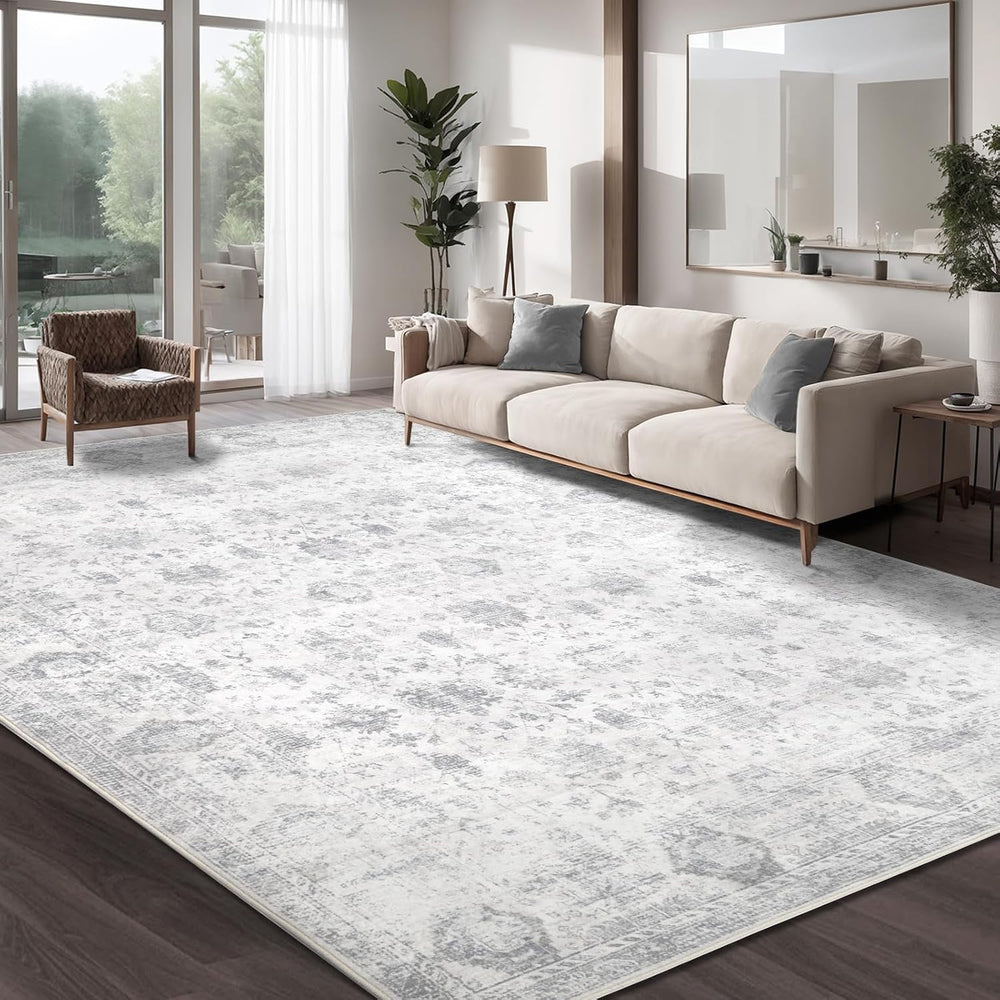 Washable 8×10 Area Rug for Living Room Grey