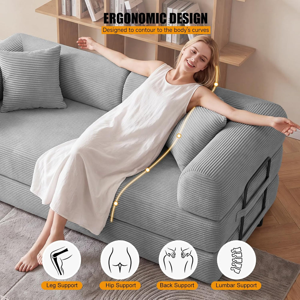 79" Convertible Sofa Bed Set, 4 in 1 Boneless Couch for Living Room