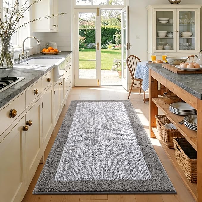 48x32 Large Bathroom Rugs Washable Non Slip, Light Grey Bath Mat - Image 3