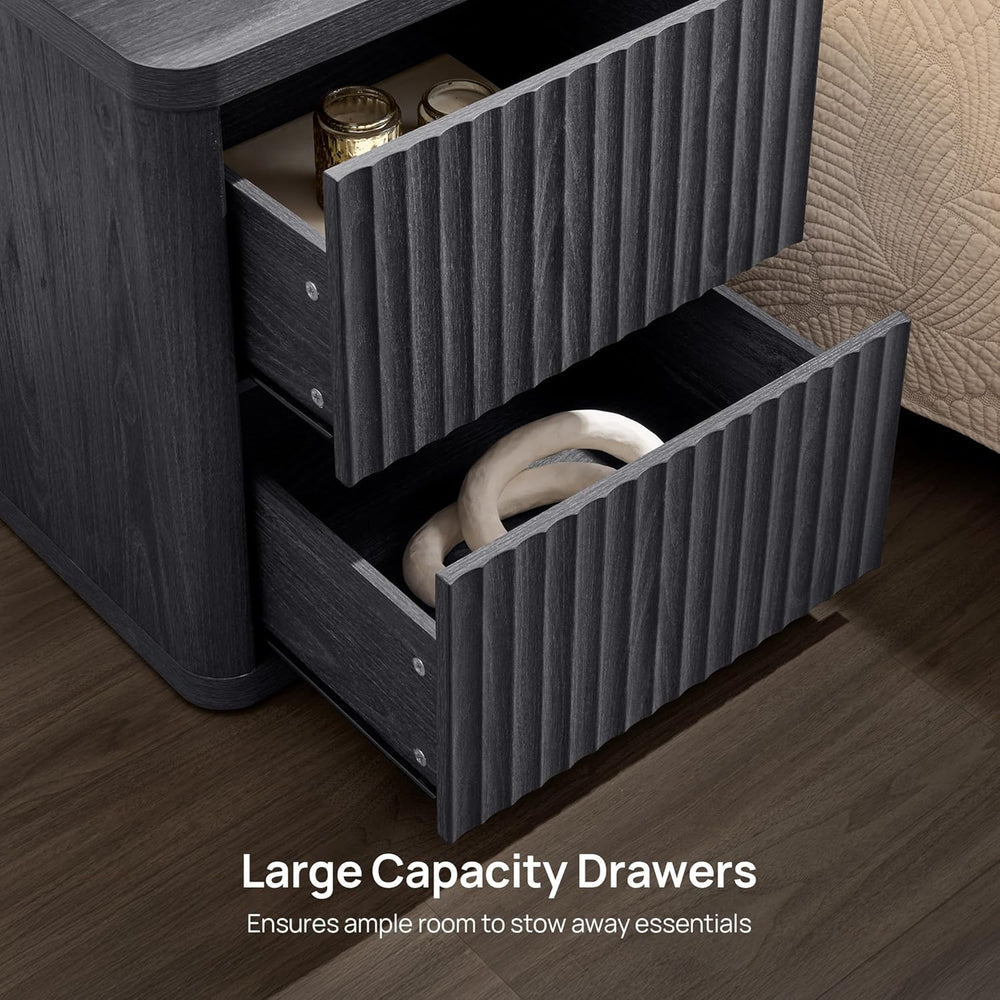SICOTAS Night Stand Nightstand with 2 Drawers Storage Bedside Table Large Flu...