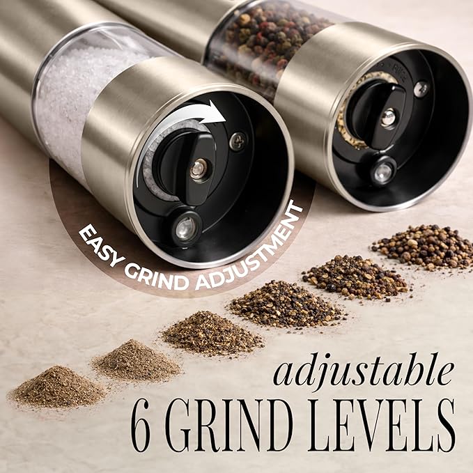 Electric Salt and Pepper Grinder Set Rechargeable – Stainless Steel Salt and - Image 4