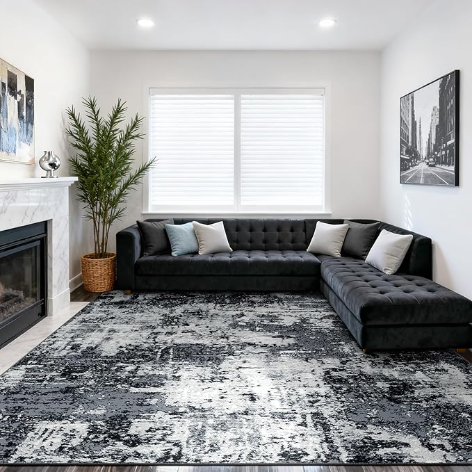 Washable Area Rugs 10'x12' Non-Slip Modern Abstract Soft by RELEANY