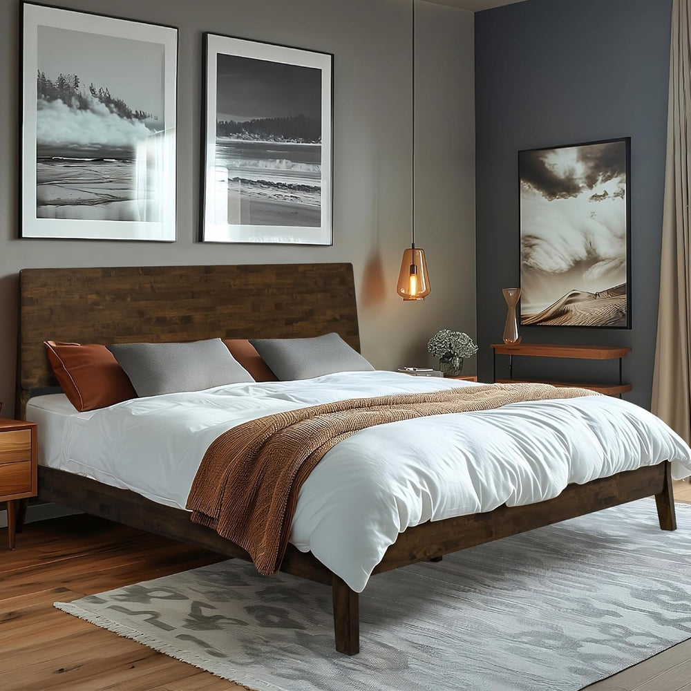 Acacia Serenity King Size Bed Frame, King Bed Frame with Headboard 800 lbs Ca...