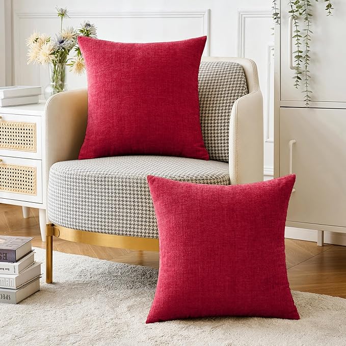 MIULEE Pack of 2 Red Couch Throw Pillow Covers 18x18 Inch Soft Cushion Covers - Image 4