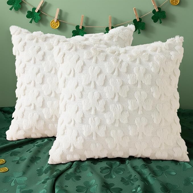 decorUhome St. Patrick’s Day Shamrock Pillow Covers 16x16 Inch Set of 2 - Image 6