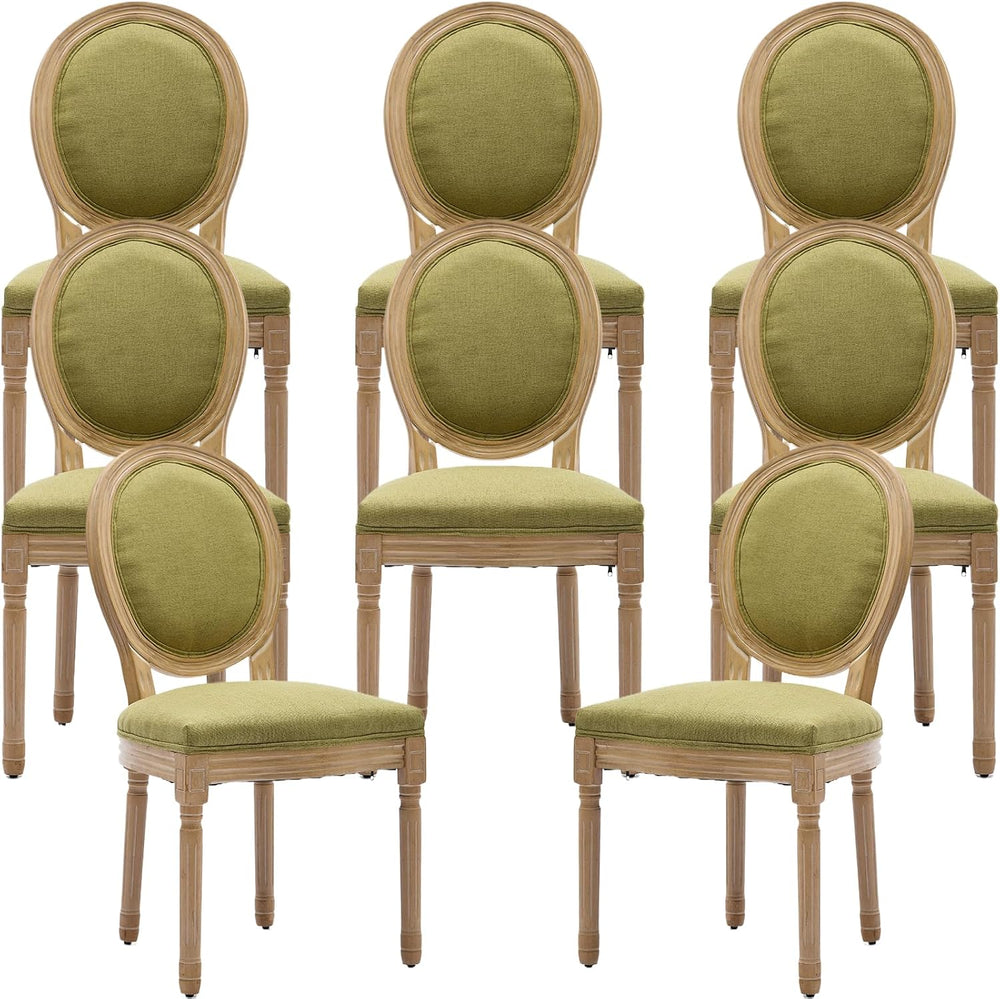 French Country Dining Chairs Set of 8, Olive Green Kitchen & Dining Room ...