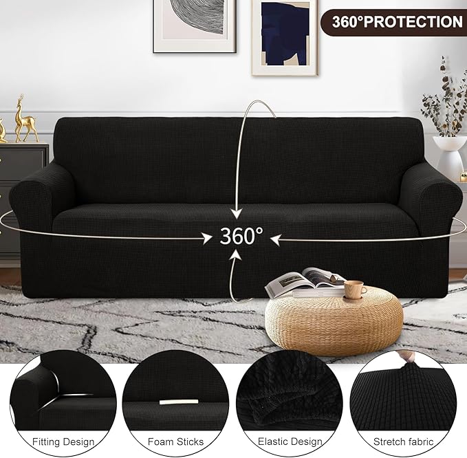 U-NICE HOME 4 Seater Stretch Couch Cover Sofa Cover Washable Sofa Slipcover - Image 3