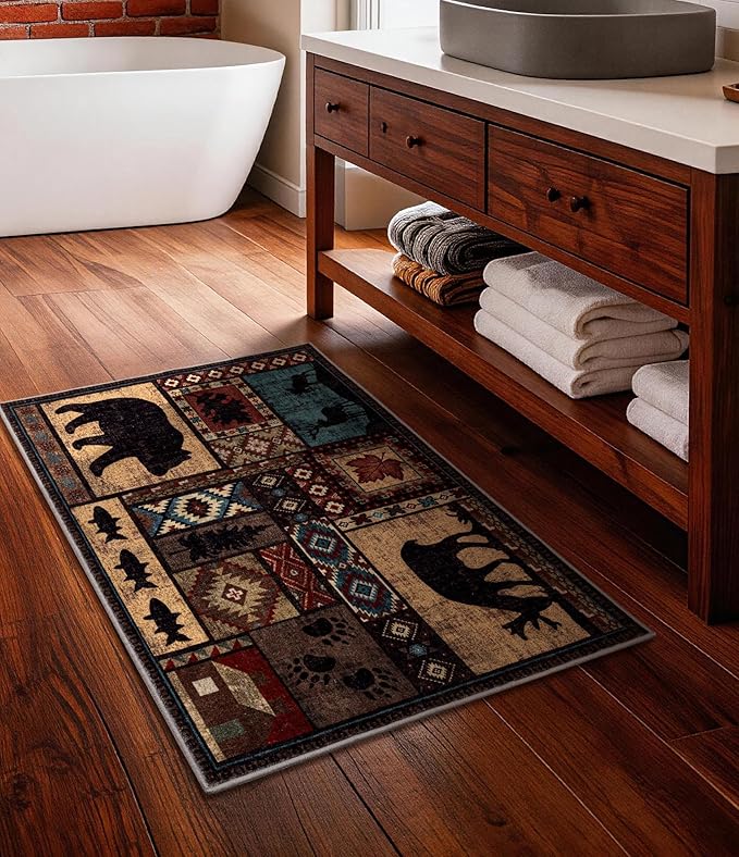 YIHOUSE Washable Entryway Rug, 2x3 Rustic Cabin Area Rug, Non-Slip Indoor Door - Image 7