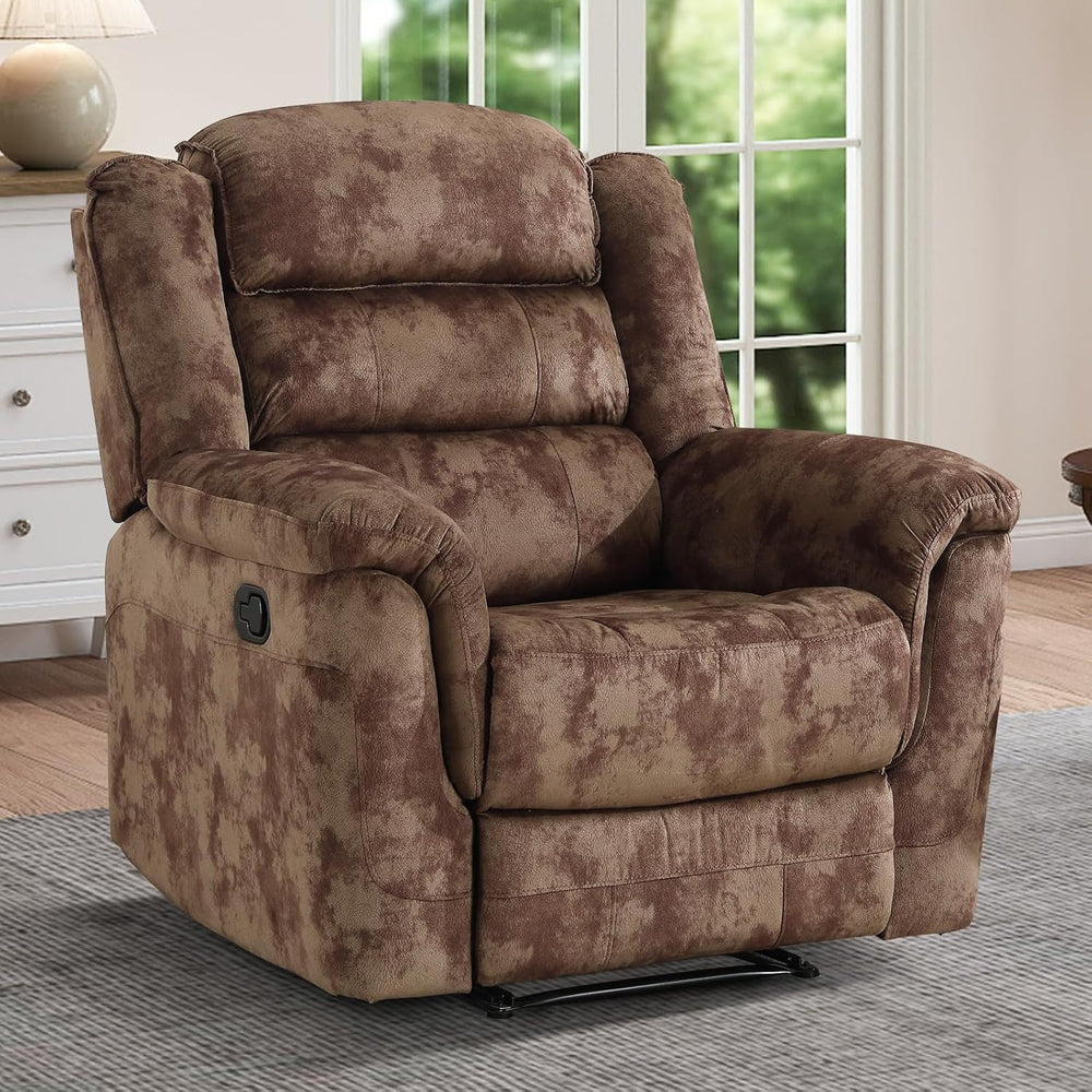 EBELLO Manual Recliner Chair, Soft Fabric Recliner Sofa with Overstuffed Armr...