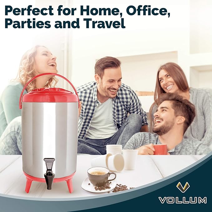 Vollum Stainless Steel Insulated Beverage Dispenser – Insulated Thermal Hot and - Image 6
