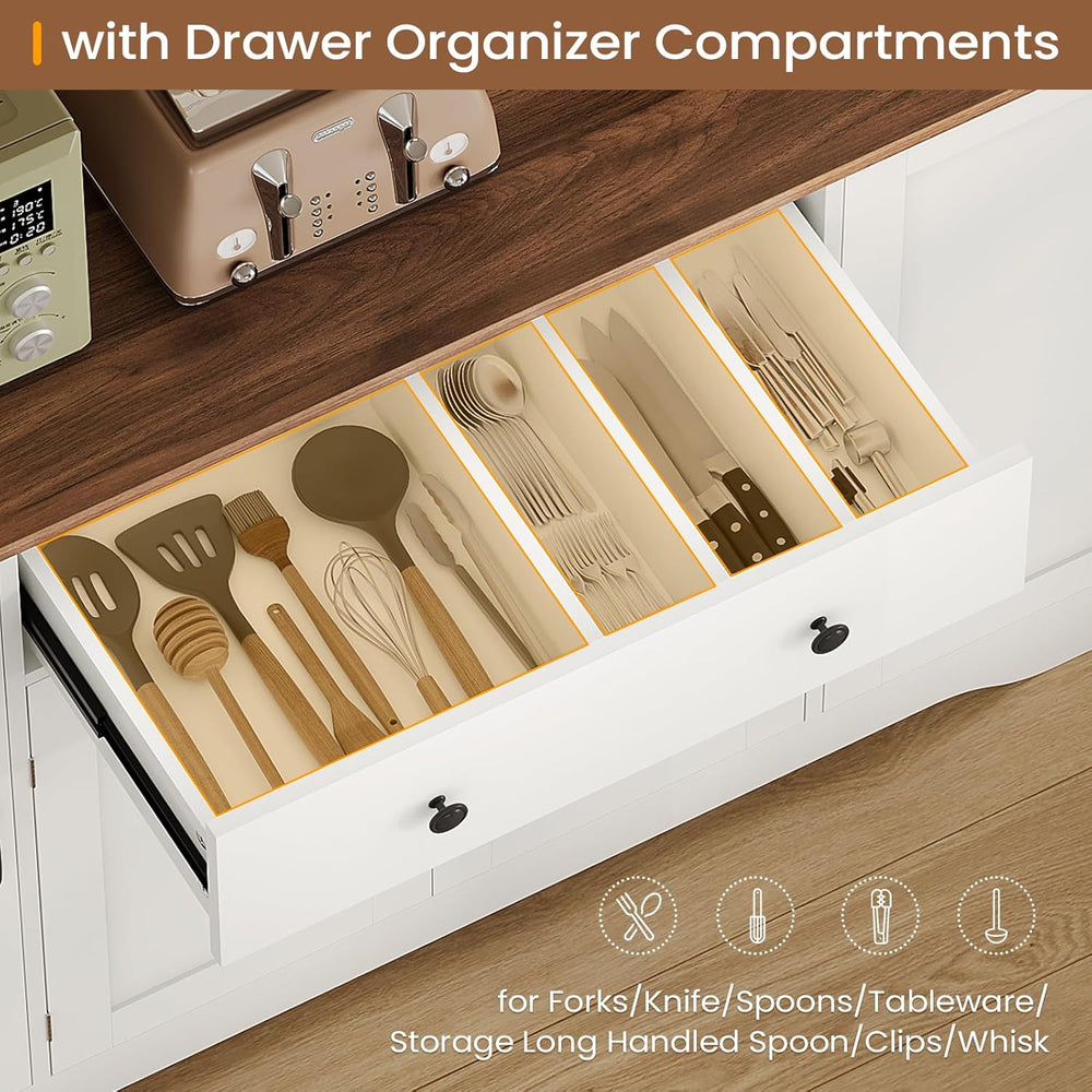 Brinlawb Buffet Cabinet with Storage & Charging Station, 53" Farmhou...