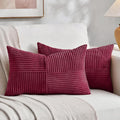 Fancy Homi 2 Packs Burgundy Lumbar Decorative Throw Pillow Covers 12x20 Inch by Fancy+Homi