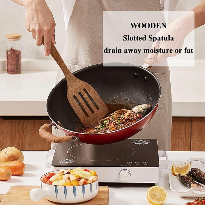 4 Pack Wooden Spatula for Cooking, Non-stick Turner Acacia Wood Spatula for - Image 6