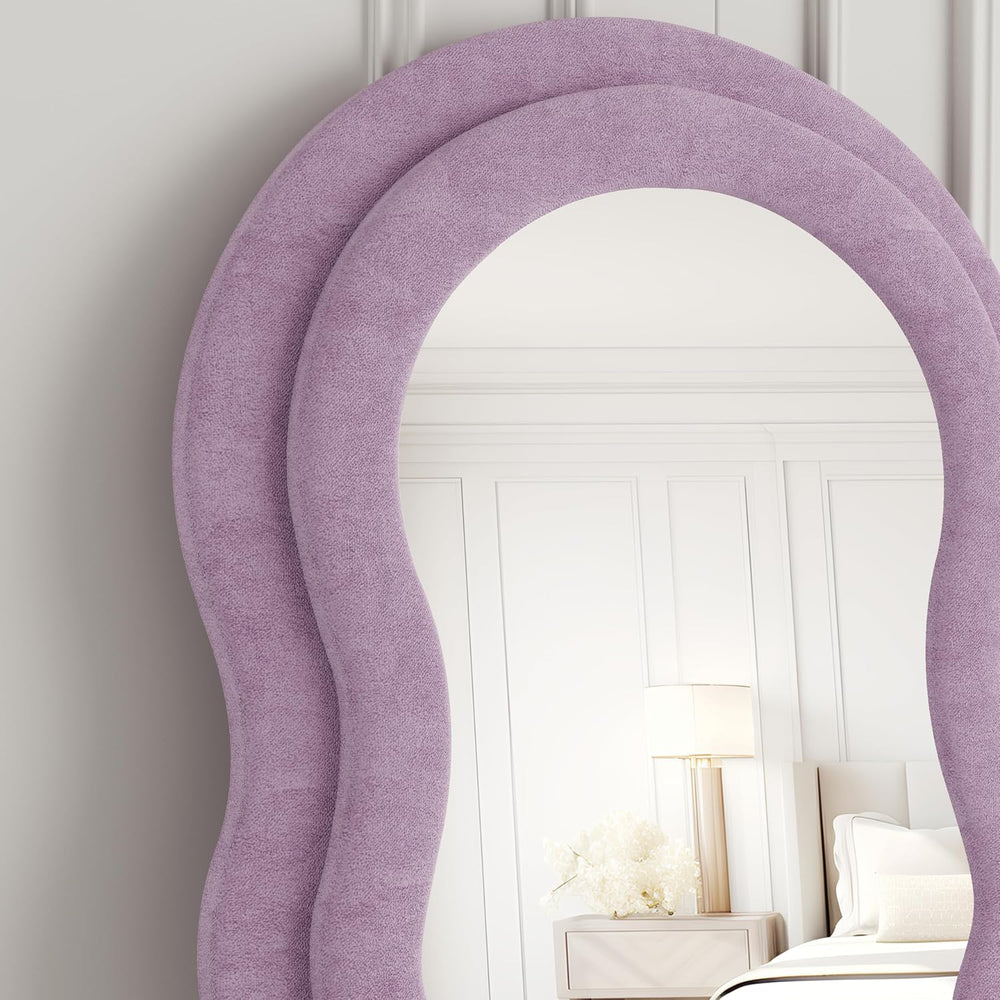 Wavy Full Length Mirror, 63"x24" Arched Body Floor Mirror (Purple)