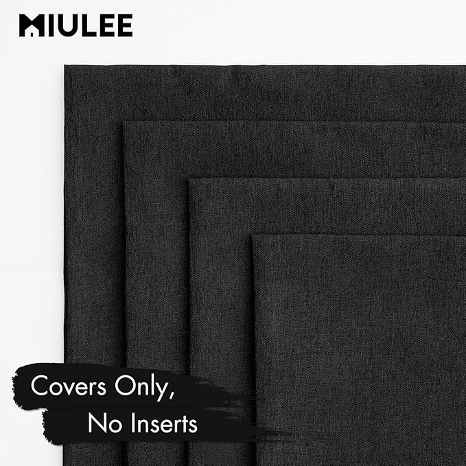 MIULEE Pack of 4 Decorative Outdoor Throw Pillow Covers Linen Waterproof Pillow - Image 5