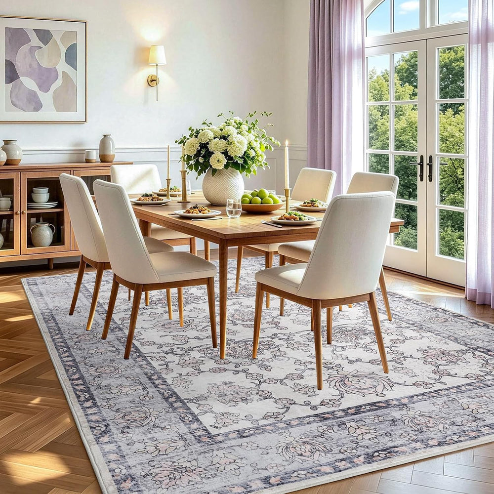 6x9 Washable Non-Slip Area Rug for Living Room(Gray Purple)