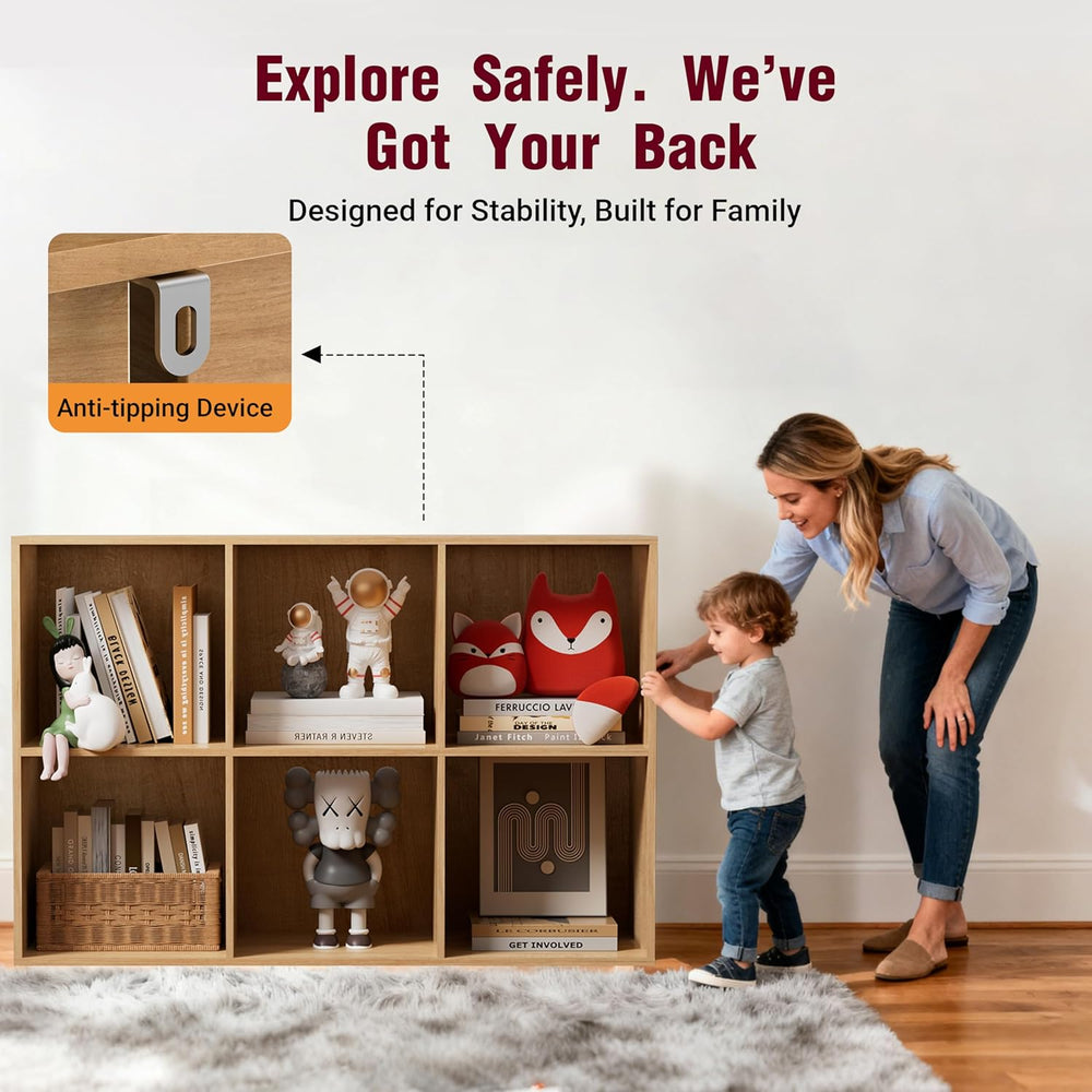 Book Shelf, Wooden Cube Storage Organizer with 11" Open Cubes, Stackable...