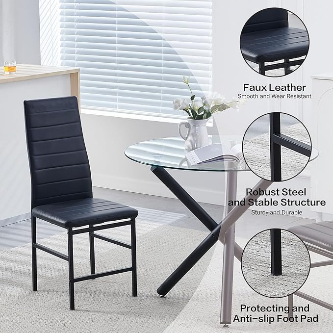 PU Dining Chairs Set of 4, Modern Kitchen & Dining Room Chairs Faux Leath...