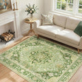 RELEANY Area Rugs 4'x6' Washable Non-Slip, Floral Vintage Distress Print by RELEANY