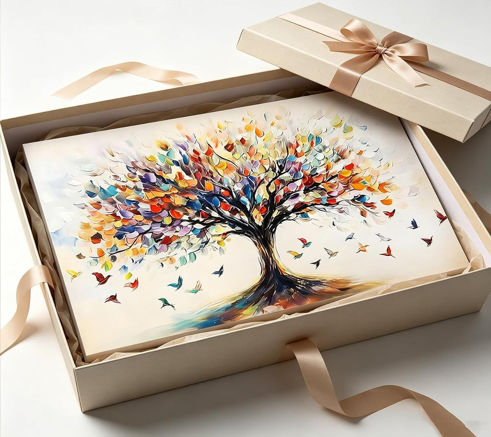 Large Tree of Life Canvas Wall Art, Abstract Colorful Tree Decor, 16x32in