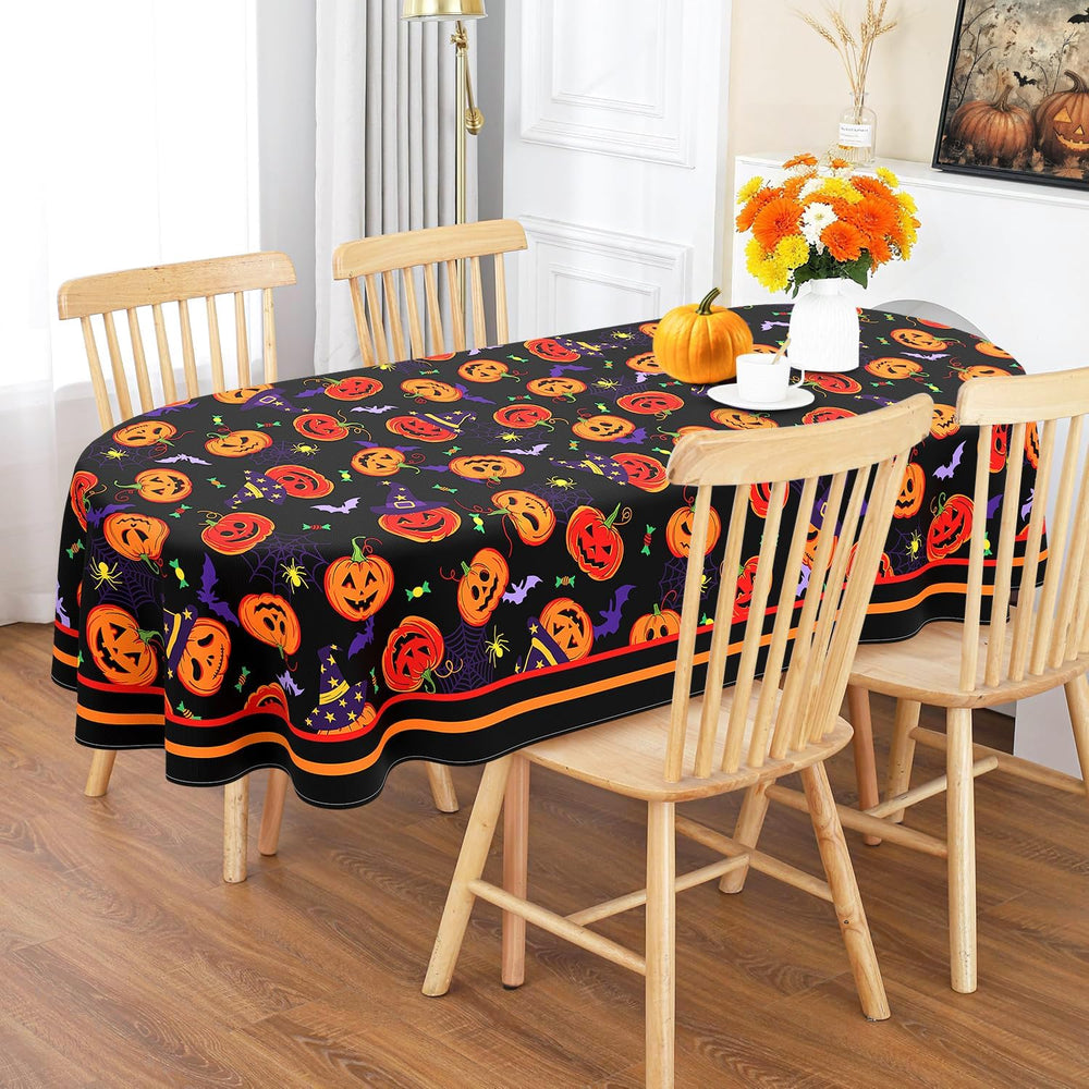 Halloween Oval Tablecloth 60x120 Inch Waterproof Bat Pumpkin Tablecloth Hallo...