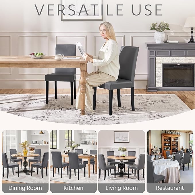 Yaheetech Dining Chairs Set of 4 PU Leather Upholstered Parsons Dining Chairs...