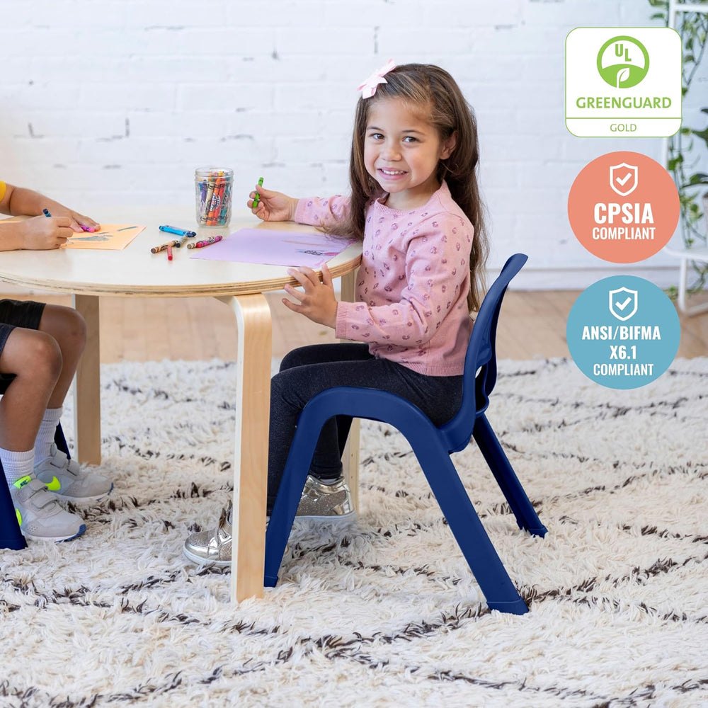 ECR4Kids Plastic Stackable SitRight Chair, 11in, Classroom Furniture, Navy, 4...