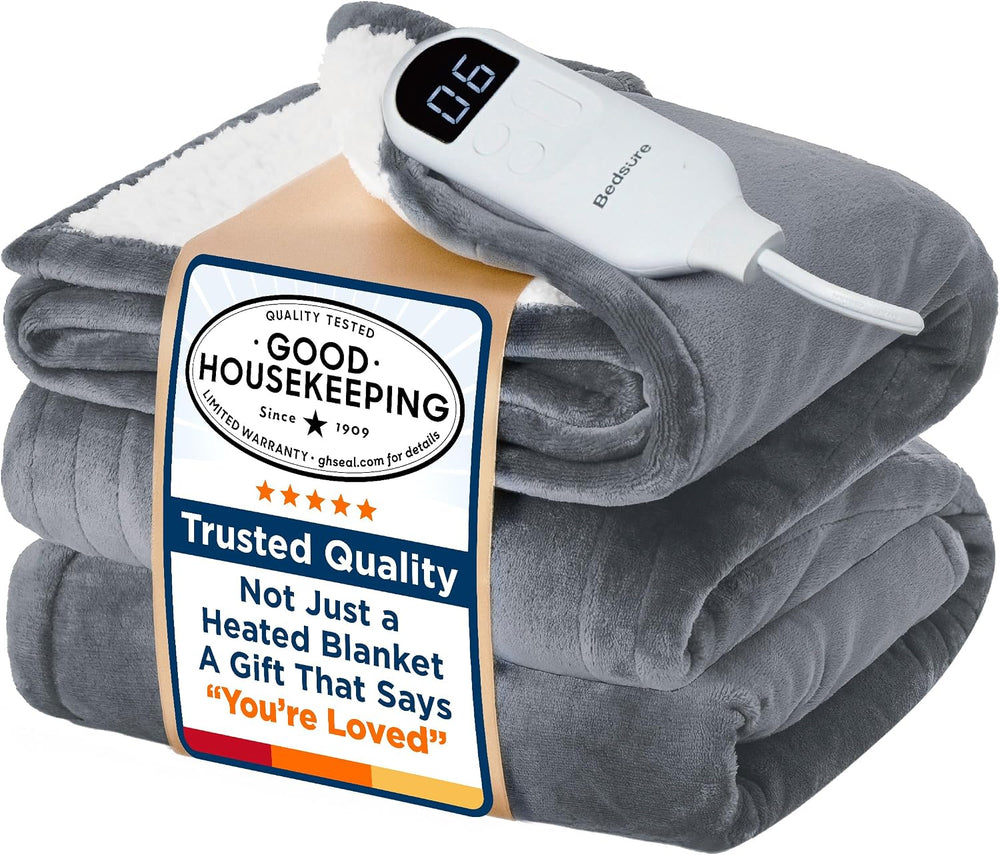 Bedsure Electric Blanket Twin with Preheat Function - Soft Flannel Heated Bla...