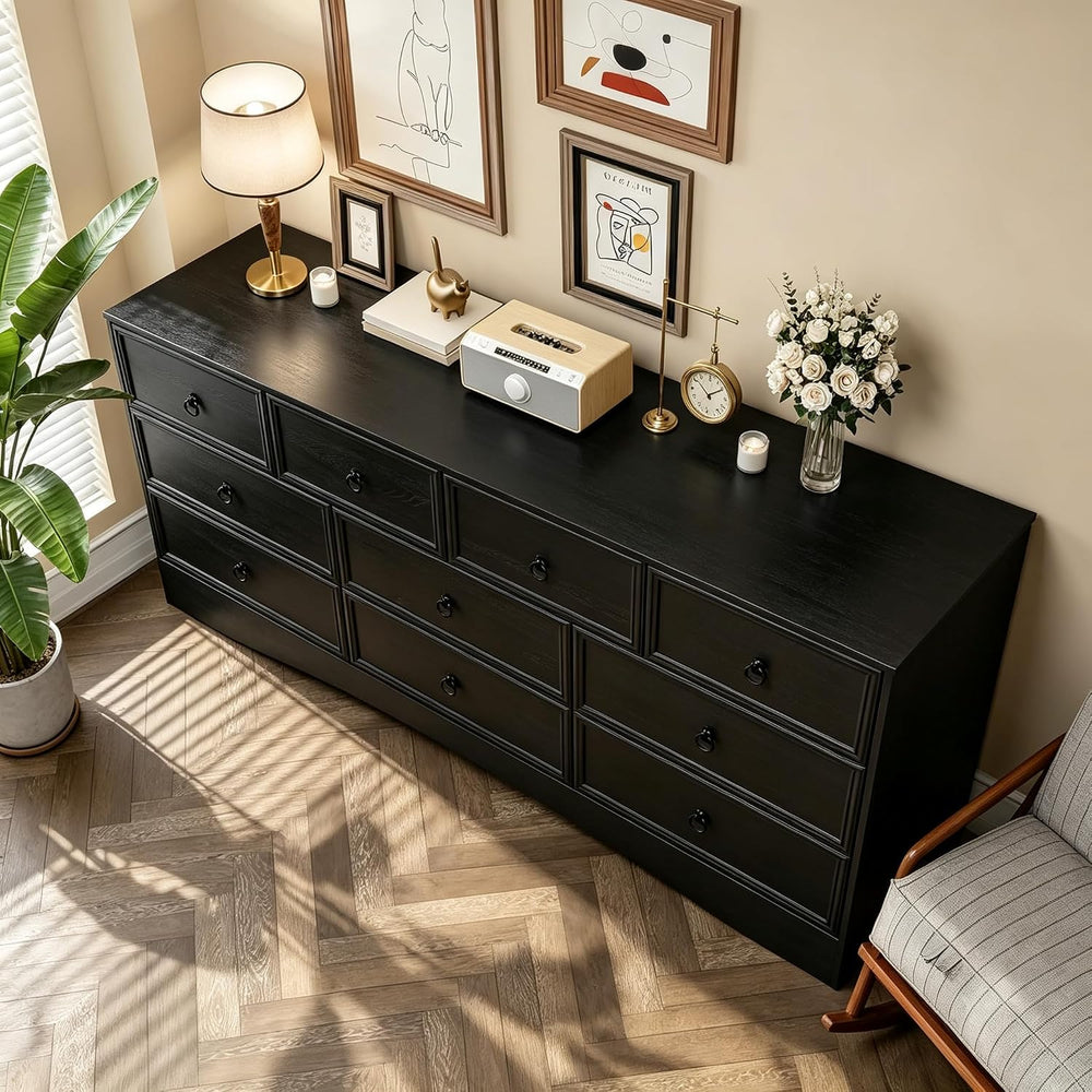 Farmhouse 10 Drawer Dresser for Bedroom – 63'' Long Dresser Wood Ches...