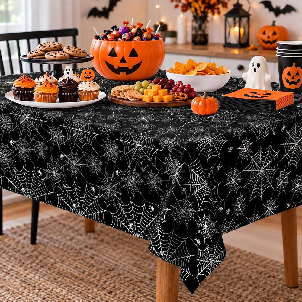 12 Pack Halloween Tablecloth, Spider Web Table Cloth