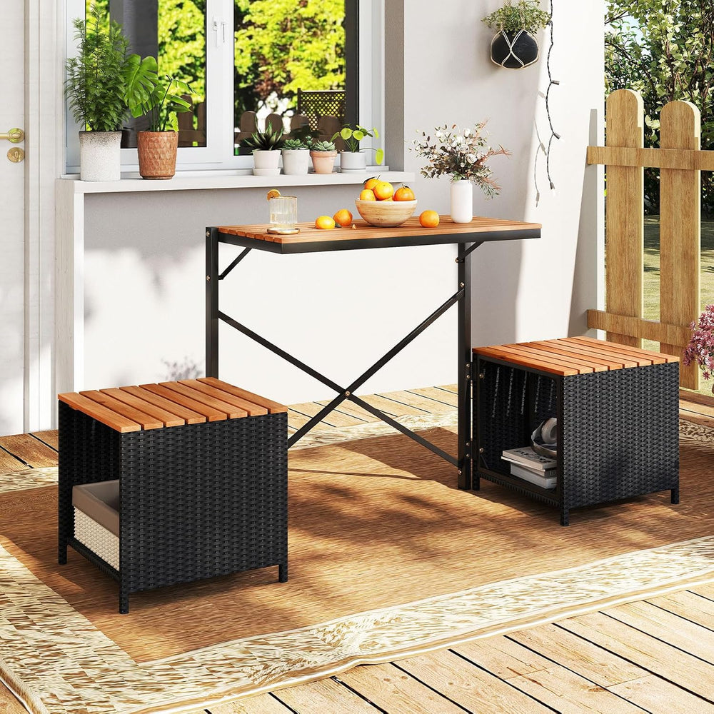 Tangkula 3-in-1 Convertible Bench Bar Table, Outdoor Folding Table & Chair