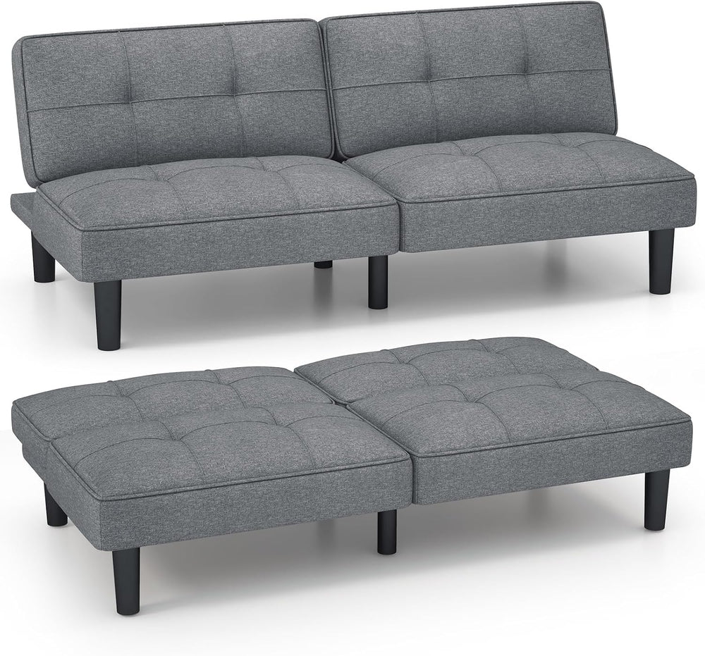 KOMFOTT Convertible Futon Sofa Bed, Upholstered Folding Linen Sleeper Couch w...