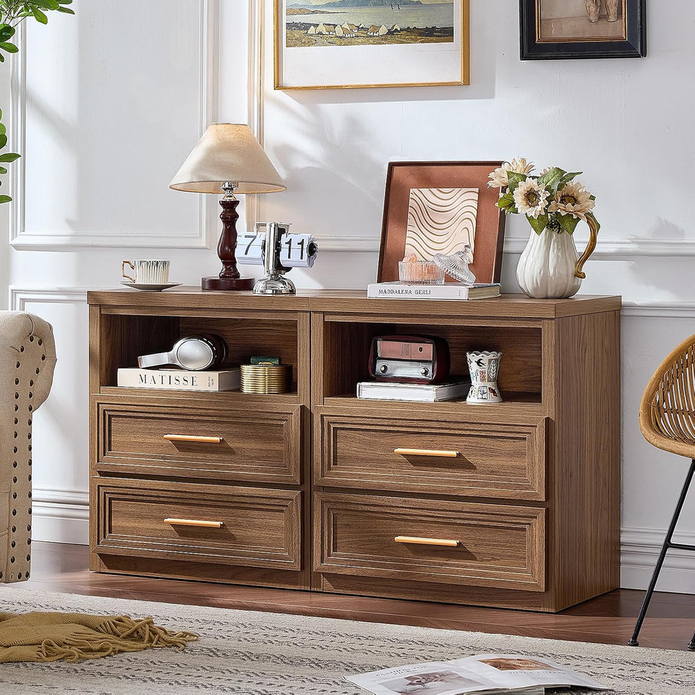 RWYHG 24'' Wide Farmhouse Night Stand with 2 Drawers,Wood Nightstand