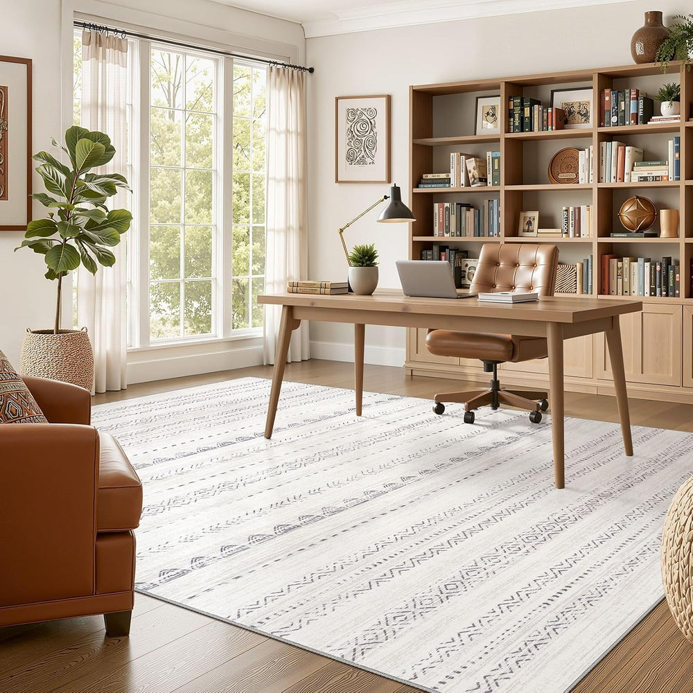 Nakagishi Boho 6x9 Area Rug Living Room Rugs Machine Washable Gray