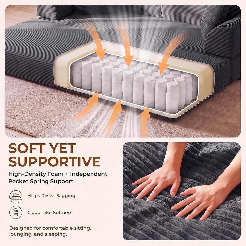 79" High‑Back Convertible Futon Sofa Bed, Boneless Couch for Living Room